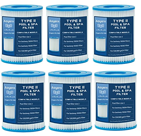 Aoyern Lot de 6 filtres Taille 2 pour 58383 - pour Filtre de Piscine pour 58383