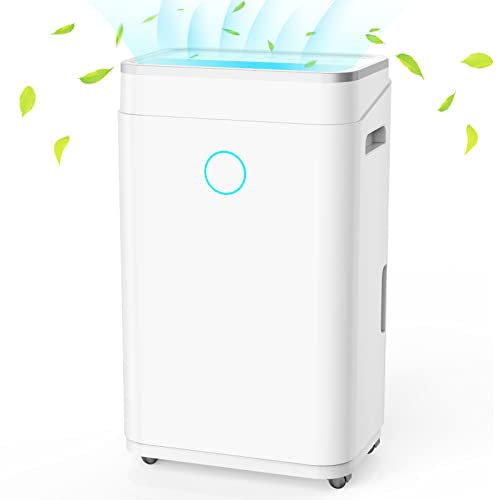 HUMILABS Deumidificatori da 4500 mq per grandi stanze e cantine, funzione di spegnimento e scongelamento automatico, deumidificatore da 50 pinte con tubo di scarico e serbatoio da 1,7 galloni,