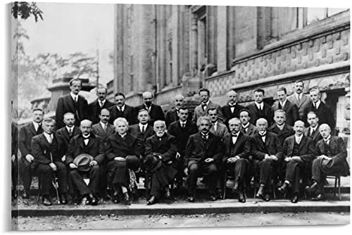 RuiChuangKeJi Wandbild, 50 x 70 cm, rahmenlos, Solvay, Quantenmechanik, Physik, Konferenz, Albert Marie Curie Poster, modernes Zuhause, Schlafzimmer, Dekoration