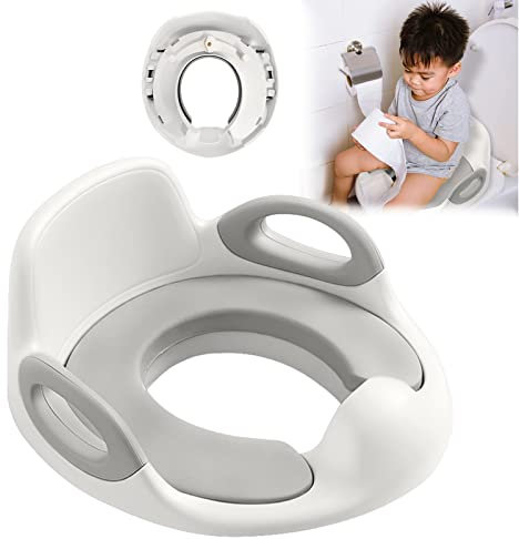 LZQ Toilettensitz WC Aufsatz für Kinder Toilettenaufsatz für 1-8 Jahren, Kloaufsatz kinder mit Anti-Rutsch Polster, Griff, Rückenlehne und Spritzschutz(Weiß)