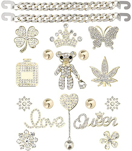 Bling Chain Charms for Clog Shoes Decoration, Rhinestone Diamond Trend Designer Luxury Cute Jewelry Shoe Accessories for Women Girl Gifts