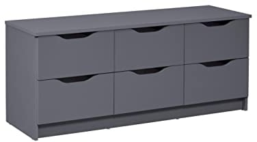 Inter Link - Kommode mit Schubladen - Sideboard - Schubladenschrank - Für Schlafzimmer, Wohnzimmer, Badezimmer - Grau - Bietet viel Stauraum - Holzwerkstoff - Robust - Pflegeleicht - Silenzia 6-B