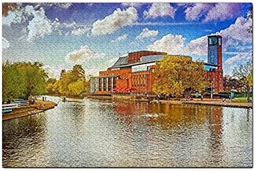 KESIMO England Stratford-upon-Avon Royal Shakespeare Theatre Jigsaw Puzzle For Adults 1000 Piece Wooden Travel Gift Souvenir 38 * 26cm