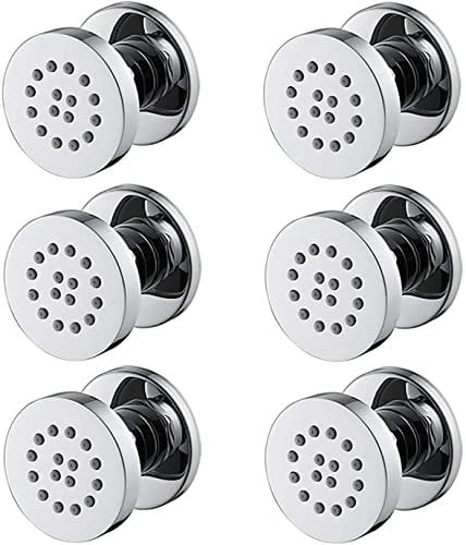 YRUIIA 6 Pcs Seitenbrausen Dusche 2 Zoll Massagedüse Messing Seitenbrause Brause Einstellbar Seitenbrause Dusche Wandbrause Wanddüse Regenbrause Shower Dusche Jet,Round