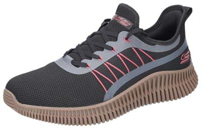 Skechers Herren Bobs GeoTrainers, Schwarzer Strickbesatz aus Synthetik, 44 EU