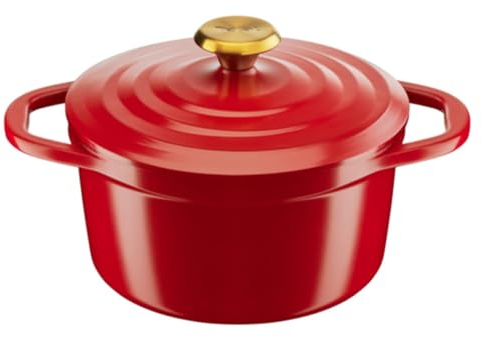 TEFAL Air E2544455 - Olla holandesa ligera de aluminio fundido de 20 cm con tapa de condensación, fácil de limpiar, revestimiento de cerámica segura, robusta, apta para horno, inducción, 2 años de