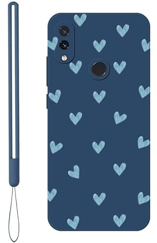KARTXITAI Funda Case Compatible con Xiaomi Redmi Note 7/Note 7 Pro Carcasa con Protección de Cámara,Suave TPU Dibujos Aesthetic,Mate Cubierta Movil Amor Heart Love Protector Cover-Azul