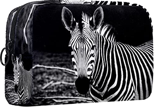 Kosmetiktasche,tragbare Reise-Make-up-Tasche für Damen,Afrikanisches Zebra,Kosmetikkoffer-Organizer mit Reißverschluss