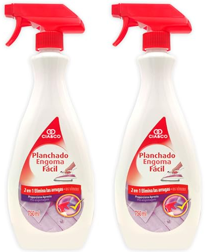 Cia&Co Spray Planchado Facil con Pulverizador (Pack de 2x750) · Elimina Fácilmente Las Arrugas Y Los Olores · Pack 2 x Plancha Facil Spray Antiarrugas para Ropa, Planchado Facil Elimina Arrugas.