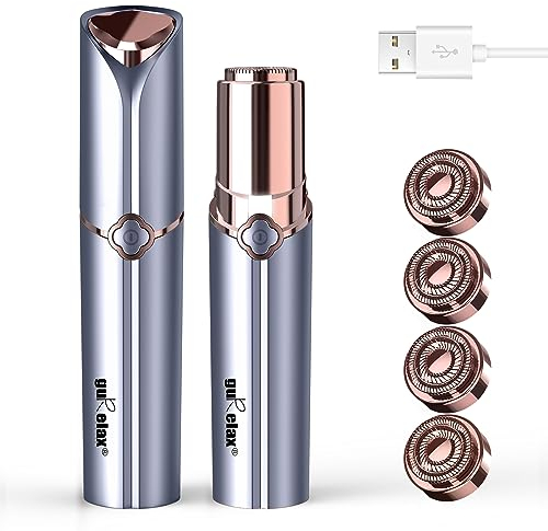 Gesichtshaarentferner für Kinn Oberlippe Pfirsichflaum-einschließlich,4 x Ersatzköpfe Epilierer Damen Gesicht (Blau（4 X Ersatzköpfe Enthalten))