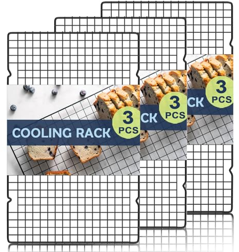 Hunnycook 15.8”×9.8” Cooling Rack, 3 Stainless Steel Baking Rack, Oven Safe Cooling Racks for Baking, Black Roasting Rack & Cake Rack & Cookie Cooling Rack, Baking Accessories Grilling and Drying