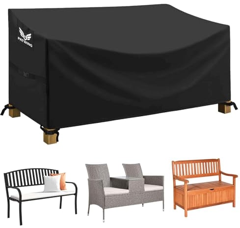 PATWING Schutzhülle für Gartenbank, Gartenbank Abdeckung, 600D Oxford Wasserdicht Winddicht UV-Beständig, Geeignet zur Abdeckung von Terrassenbänken, Rattanmöbelbänken (185 * 69 * 65/96cm)