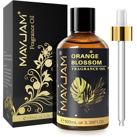 MAYJAM Huile Essentielle de Fleur d'oranger 100ml, Huile de Parfumée de Qualité Supérieure pour Diffuseur d'Huiles Essentielles, Aromathérapie, Humidificateur