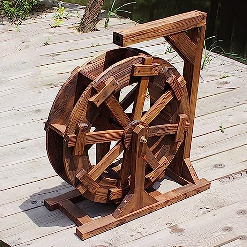 Rueda de Agua de Madera Fuente Jardín Cascada Bomba de Agua Diseño de Madera Rueda Fuente Terraza Jardín Característica de Agua Rueda Independiente Decoración de jardín (Tamaño: 50 cm (19,7 Pulgadas