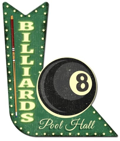 GLOBLELAND „Billard“ Vintage Metall Blechschild Retro Pfeilschild Plakette Poster Metallwand Dekorative Blechschilder Für Zuhause Restaurant Café Club Bar Dekoration