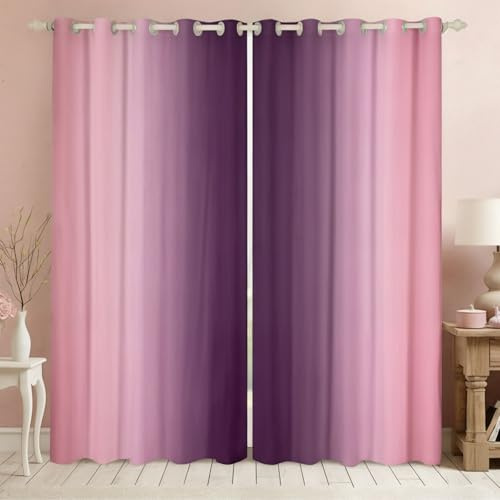 Homewish Aqua und Beige Vorhänge für Schlafzimmer, Regenbogen-Ombré-Verdunkelungsvorhänge, ästhetische Wohnzimmerdekoration