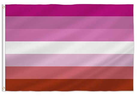 PTEROSAUR Drapeau de la fierté lesbienne LGBT, drapeaux arc-en-ciel lesbiennes avec œillets en laiton, pour décoration intérieure et extérieure de communauté lesbienne, 61 x 01 cm