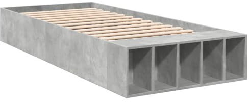vidaXL Bettgestell, Bett mit Stauraum für Schlafzimmer, Bettrahmen mit Lattenrost, Schlafzimmerbett Einzelbett, Betongrau 100x200cm Holzwerkstoff