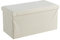 Home Source Large Folding Ottoman Corduroy Fabric Storage Chest, Cream, 76cm Rectangle