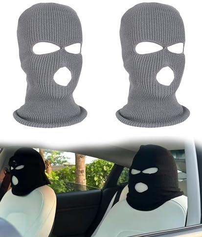 GMYIAK 2 Stück Auto Kopfstütze Abdeckung,Autos Sitz Kopfstütze Trim,Lustige Kopfbedeckungen,Autos Sitz Protektoren,Für Auto Sitzs Kopfstütze,Attraktive gestrickte Kopfbedeckungen (Grau)