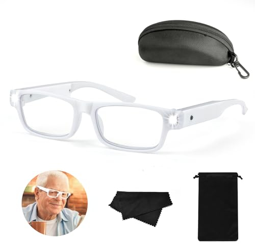 NZQXJXZ Gafas de Aumento con Luz LED Recargables por USB, 300% de Aumento, Gafas con Lupa de Cabeza Manos Libres para Trabajos de Cerca, Pasatiempos, Lectura y Manualidades