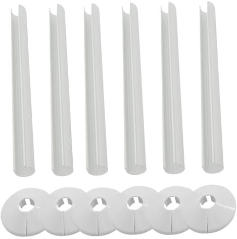 Radiator Caps, Radiator Pipe Covers 0.6x7.9 Inch 6PCS Plastic White Radiator Cover with 6PCS Radiator Pipe Collars Easy to Install Large Radiator Cover White