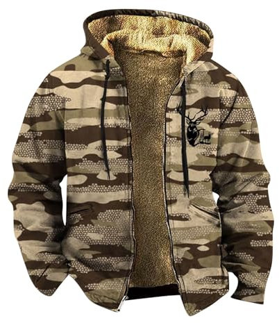 HEONSATI Herren Hemdjacke Verdicken Karierts Mit Reißverschluss Ohne Kapuze Kariertes Männer Casual Tops Warme Gefüttert Langarmshirt Freizeit Fleece Kleidung Casual Holzfällerhemd Sweatjacke