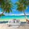 Papier Peint Mural Salon Plage Tropicale Mer Bleu 350x256 cm Papier Peint Panoramique Intissé Moderne, Décoration Murale Poster Tableaux Muraux Imprimé 3D Tapisserie Photo
