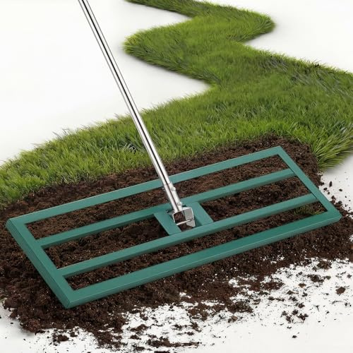 YODOLLA Râteau de Nivellement de Pelouse 75 x 25 cm, Niveleur de Gazon Professionne Outil de Nivellement pour Jardin, Golf - Vert