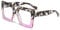 LJCZKA Blue Light Blocking Glasses for Women Oversized Square Anti Blue Light Glasses Big Thick Frame Chunky Computer Gaming Anti Glare Eyeglasses (Flower Purple, 0.0, x)