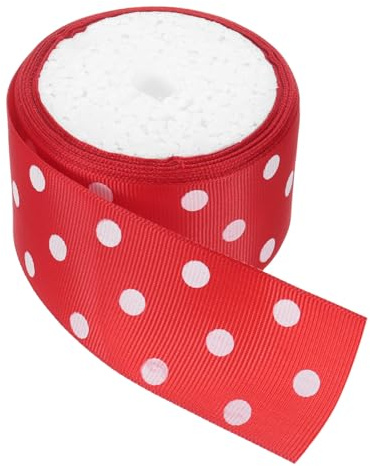 QUARKZMAN 5 Yards Grosgrain Bänder 3/2 Zoll Rot mit weißen Punkten | Band Schleife Dekoration, Für Basteln Verpackung Hochzeit DIY Handgemacht
