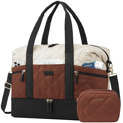 LOVEVOOK Reisetasche Damen, Leicht Puffer Weekender, Kliniktasche Geburt Mama Set, Groß Handgepäck mit Schuhfach & Nassfach, Travel Duffel Bag mit Kosmetiktasche, Sporttasche für Flugzeug Reise Gym