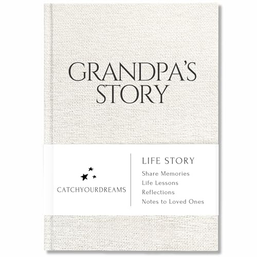 CATCHYOURDREAMS Grandpa's Story Journal (Linen Hardcover) – Ein Familienandenken mit + 250 Aufforderungen, seine Lebensgeschichte und Erinnerungen zu teilen