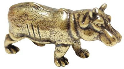 VOSAREA Vintage Messing Hippo Statue Miniature Messing Hippo Modeling Statue Dekoration Desktop Hippo -Ornament Dekorative Hippo -