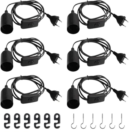6 Stück E27Sockel Lampenfassung,E27Lampenfassung mit Schalter und Netzkabel, E27Lampensockel mit EU Stecker, E27Lampenfassung mit Kabel mit Schalter, für Lampenaufhängung, Kronleuchter,Deckenlampe | E27 Lampenfassung, E27 Lampenfassung, E27 Lampenfassung, E27 Lampenfassung, Fassung mit Kabel, Schalter und Schnur