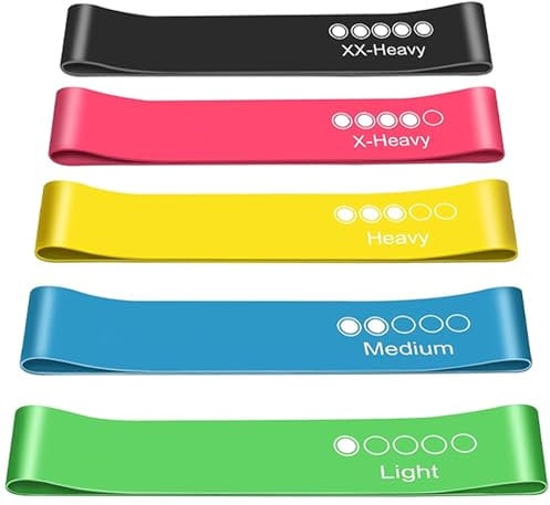 Active 100 Resistance Bands, Set of 5 Different Levels, Exercise Band for Home Gym, Training and Yoga with Carrying Bag (Multicolor)