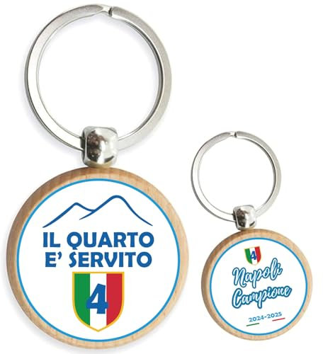 Portachiavi in Legno Celebrativo Napoli 4° Scudetto 2025 Campione D'Italia per Tifosi Partenopei Ultras Calcio Sport Napoletani Supporters Calcio