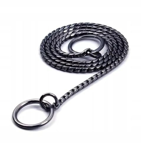 PetMix - Kettenhalsband Hund 4mm Zugstopp 50cm - Hundehalsband Silberne Hundetrainingshalsung - Trainingshalsband Hund - Robuste Metall-Kette - Effektive Kontrolle (Schwarz, 4mm*50 cm)