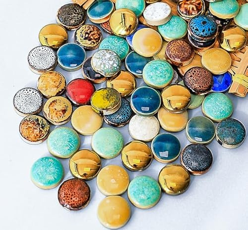 Bunte Mosaikfliesen, sortiert, runde Fliesen 200 g, 2 cm, kreatives Mosaik-Set zum Selbermachen, Glasstücke für Kunsthandwerk, Dekoration, Rahmen und Vase, Stifthalter