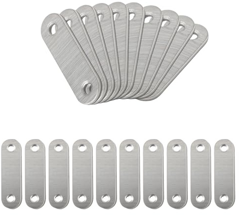 OMIDEAS 20 x Flat Joining Plates (56 x 16 x 1.8) Straight Mending Joining Fixing Repairing Flat Bracket Shelf Support Black Stainless Steel Connector