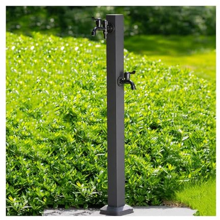 HUFIREHU WassersäUle Edelstahl Garten WasserzapfsäUle Edelstahl Schwarz WassersäUle Wasserzapfstelle Brunnen WasserzapfsäUle WassersäUle Mit Wasserhahn & Anschluss(95cm/37.4in,H)