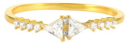 Stfery 14 Karat Gold Verlobungsring, Ring Echt Gold mit Moissanit Triangelschliff, Klassiker Stein Pärchen Ringe Au585 für Damen Gr. 49 (15.6)