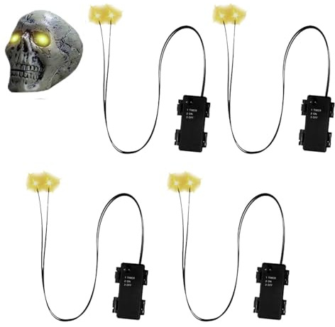 4pieces Halloween LED Glowing Light Up Eyes, Light Up LED Eyes For Skeleton With Timer, Horror DIY Lighted Eye, For Halloween Decoration, Skulls, Pumpkin, Spider, Tombstone Props, Cosplay(Yellow)