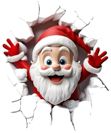 Weihnachtsmann-Wandaufkleber, 3D-Weihnachts Wandsticker, Weihnachtsaufkleber Wandtattoo Selbstklebend, Weihnachten Wanddeko für Zuhause, Wohnzimmer, Schlafzimmer, Fenster, Tür Deko