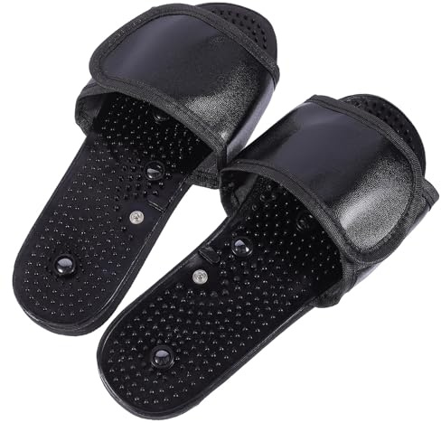 Magnetische Fußtherapie Slipper 1 Paar Kunststoff Massage Schwarz | Rutschhemmende Sohle mit Massagenoppen, Leicht Anzuziehen und Auszuziehen, für Fußpflege
