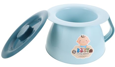 Vasino per Bambini con Coperchio, Design Ergonomico in Pp | Allenamento Quotidiano e Bagno, Leggero e Facile da Pulire, Stile Cartoon, Colore Blu