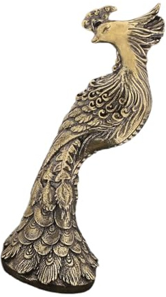 PEPWE Pfauen-Dekofiguren, Messing-Tierstatue, Pfauen, dekorative Objekte für Wohnzimmer, Bücherregal, Beistelltischdekoration, Metall-Tierfigur