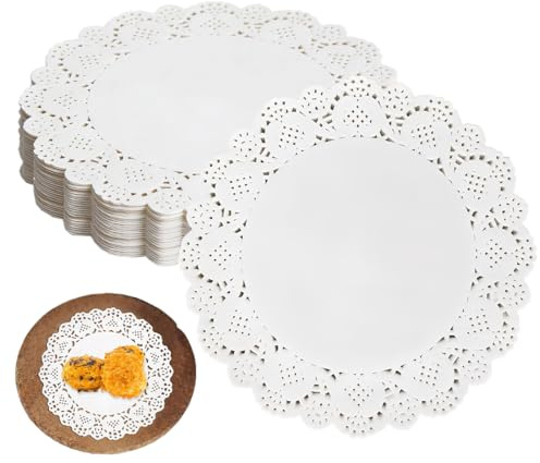 Tortenspitze 150 Stück Weiß 11,5Cm 4,5 Zoll, Runde Papierdeckchen Für Hochzeit Geburtstag Spitze Tischsets Lebensmitteldekoration