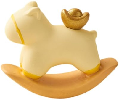 RLKHXBS Schaukelpferd-Figur, kleine Skulptur, niedlich, Kunstharz, Desktop-Ornament-Statue für Tischdekoration, Regal, Eingang, Schreibtisch, Gelb