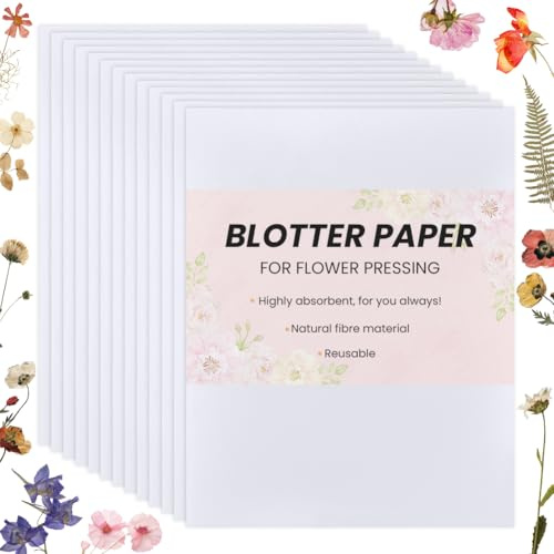 craspire 100 Blatt Löschpapier Zum Blumenpressen 10.2 x 7.8 Zoll Breit Hoch Saugfähig Wiederverwendbar Nachfüllpackung Zum Trocknen Und Aufsaugen von Flüssigkeiten Ideal Für Blumenpressen Herbarien